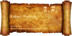 Kabai Patrik névjegykártya